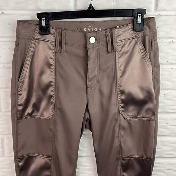 WHITE HOUSE BLACK MARKET Satin Panel Taupe Utility Straight Crop Pants Sz 4L - Picture 4 of 16